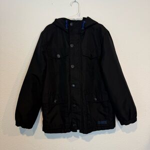 Gap Kids Fleece Lined Zip Up Snap Light Jacket Pockets Hood Boys Size M (8-10)